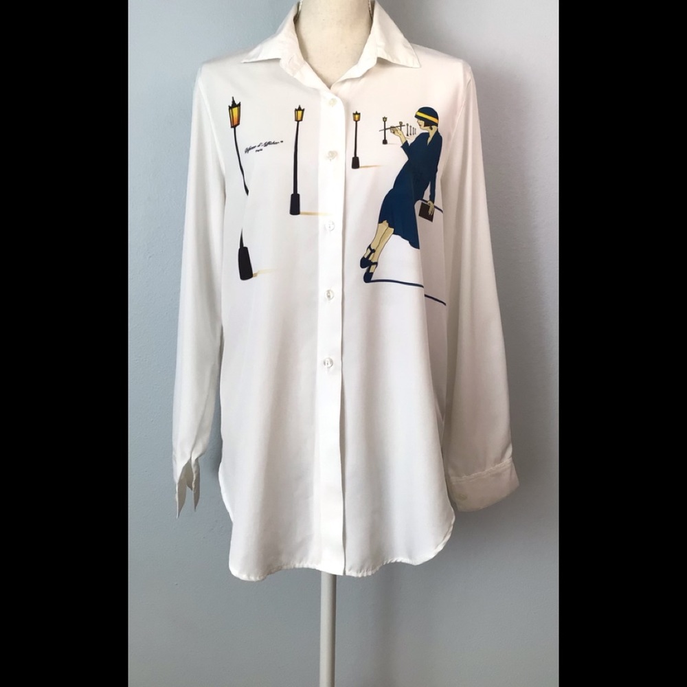 Vintage DEFENSE D' AFFICHER Button Up Shirt  Blouse France